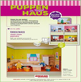 Foto zeigt Produktblatt des mittelsächsischen Unternehmens Rülke Holzspielzeug, bauen Puppenhäuser und Puppnestubenmöbel