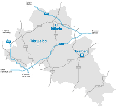 Bild zeigt Karte zur Infrastrutktur Landkreis Mittelsachsen